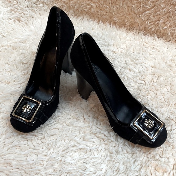 Tory Burch Shoes - ✨WOW✨TORY BURCH: Black suede logo block heels